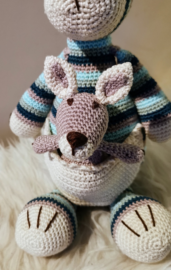 Kangaroe met baby in blauw
